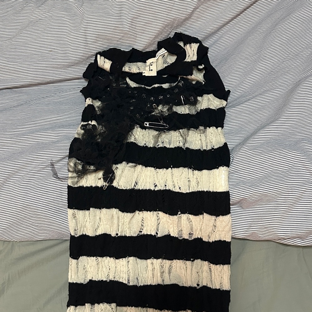 Comme des Garcons Black and White Striped Dress